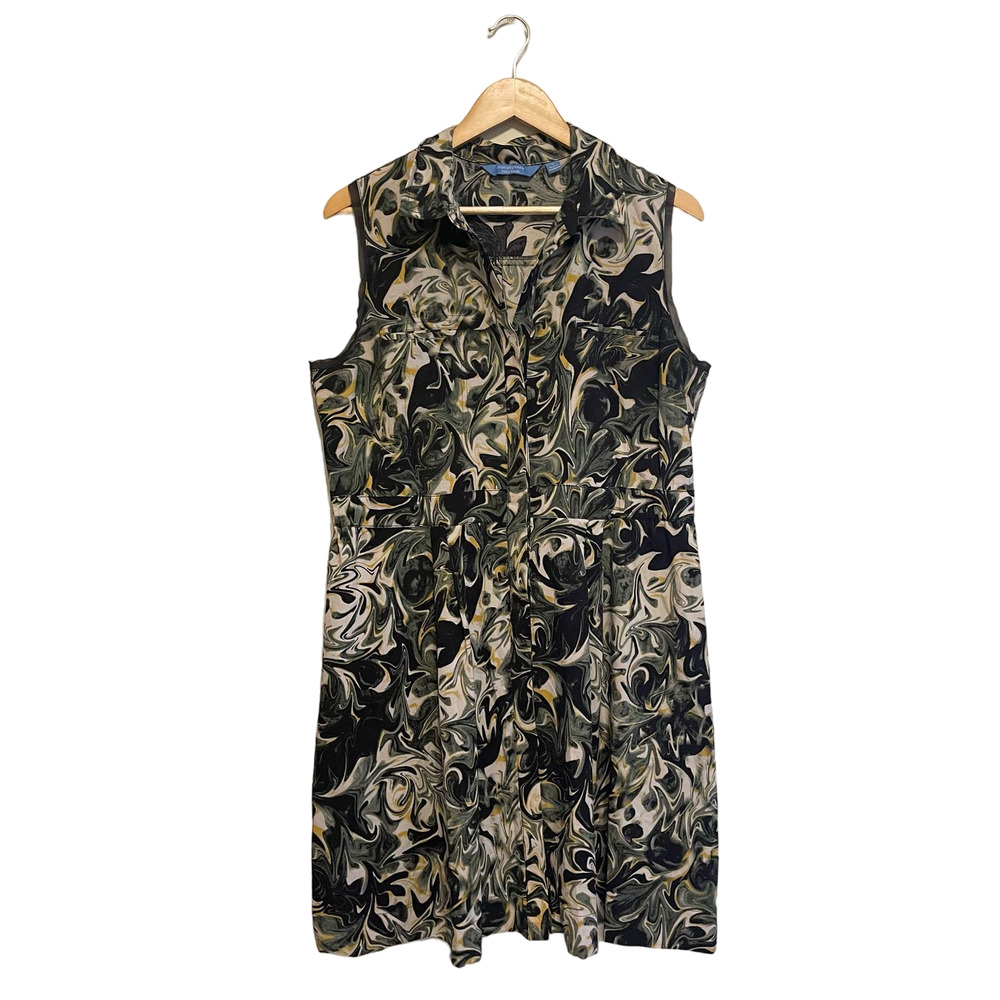 Simply Vera Vera Wang Green Swirl Sleeveless Dress Size L